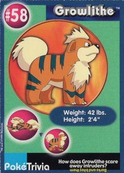 1999 Burger King Pokemon #58 Growlithe Front