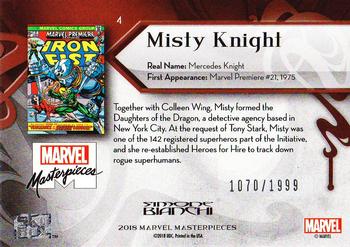 2018 Upper Deck Marvel Masterpieces #4 Misty Knight Back