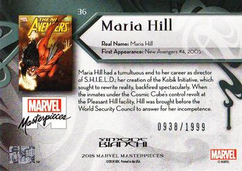 2018 Upper Deck Marvel Masterpieces #36 Maria Hill Back