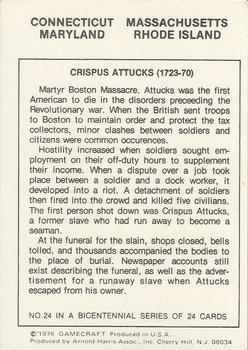 1976 Gamecraft Bicentennial Daze #24 Crispus Attucks Back