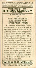1935 Wills's The Reign of H.M. King George V #36 The Princesses Elizabeth and Margaret Rose Back