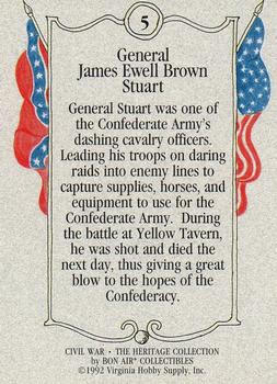 1992 Bon Air Civil War Heritage Collection Series 2 #5 General James Ewell Brown Stuart Back