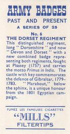 1964 Mills Army Badges Past and Present #6 The Dorset Regiment Back