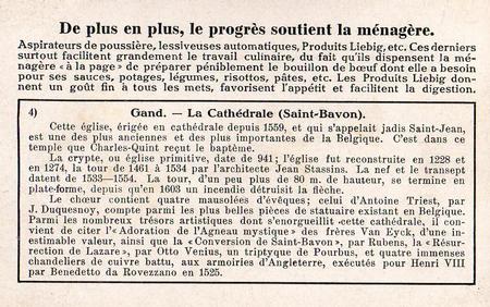 1930 Liebig Eglises De Belgique (Belgian Churches) (French Text)  (F1234, S1235) #4 Gand - St Bavon Back