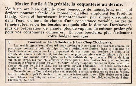 1930 Liebig Eglises De Belgique (Belgian Churches) (French Text)  (F1234, S1235) #6 Tournai - La Cathedrale Back