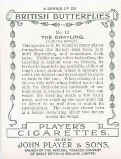 1934 Player's British Butterflies #12 Grayling Back