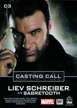 2009 Rittenhouse X-Men Origins: Wolverine - Casting Call #C3 Liev Schreiber as Sabretooth Back