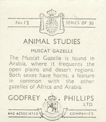1936 Godfrey Phillips Animal Studies #12 Arabian Gazelle Back
