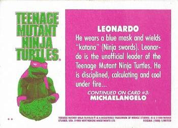1990 Regina Teenage Mutant Ninja Turtles: The Movie #2 Leonardo Back