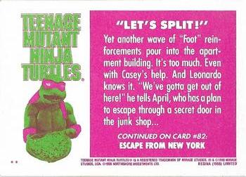 1990 Regina Teenage Mutant Ninja Turtles: The Movie #81 “Let’s Split!” Back