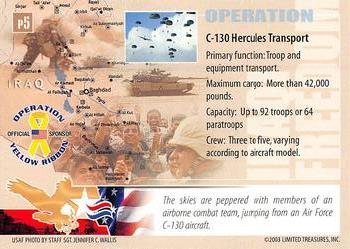 2003 Limited Treasures Operation Iraqi Freedom Promos #P5 C-130 Hercules Back