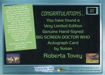 2003 Strictly Ink Doctor Who Big Screen - Autographs #A1 Roberta Tovey Back
