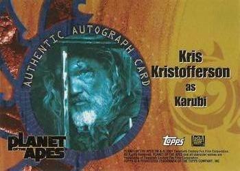 2001 Topps Planet of the Apes - Autographs #NNO Kris Kristofferson Back