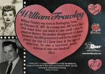 2001 Dart I Love Lucy 50th Anniversary - Ricardos/Mertzes Character #C4 William Frawley Back