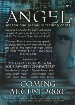 2000 Inkworks Angel Season 1 - Promos #AP-1 Cordelia / Angel / Allen Back