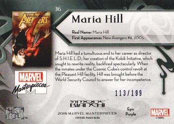 2018 Upper Deck Marvel Masterpieces - Purple Foil #36 Maria Hill Back