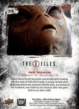 2019 Upper Deck The X-Files UFOs and Aliens Edition #218 Per Manum Back