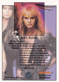 1991 Brockum Rock Cards - Promos #6 Joey Allen Back