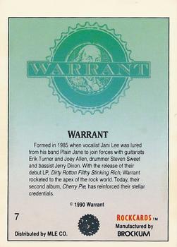 1991 Brockum Rock Cards - Promos #7 Warrant Back