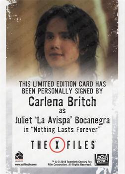 2018 Rittenhouse X-Files Seasons 10 & 11 - Autographs #NNO Carlena Britch Back