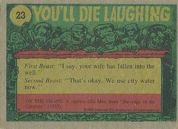 1980 Topps You'll Die Laughing Creature Feature #23 I Feel Like a Fish Out of Water! Back