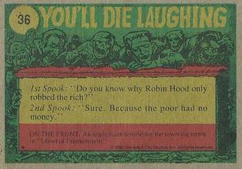 1980 Topps You'll Die Laughing Creature Feature #36 