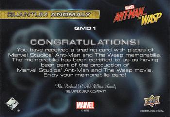 2018 Upper Deck Marvel Ant-Man and the Wasp - Quantum Anomaly Dual Relics #QMD1 Ghost / Wasp Back
