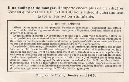1948 Liebig La vie d'Albert Durer (The Life of Albert Durer) (French Text) (F1469, S1471) #1 Jeunes annees Back