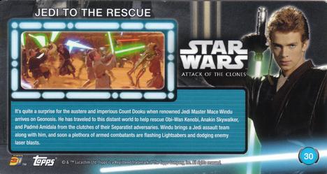 2016 Topps 3Di Star Wars: Attack of the Clones #30 Jedi to the Rescue Back