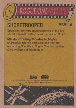 2016 Topps Star Wars Mission Briefing Monday #MBM-14 Shoretrooper Back