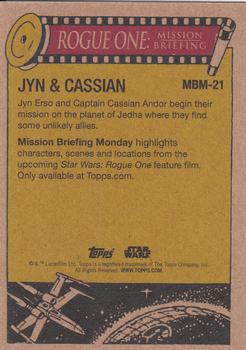 2016 Topps Star Wars Mission Briefing Monday #MBM-21 Jyn & Cassian Back