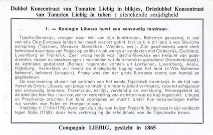 1961 Liebig Geschiedenis van Tsjecho-Slovakije (History of Czechoslovakia) (Dutch Text) (F1761, S1768) #1 Koningin Libussa huwt een eenvoudig landman Back