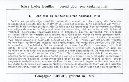 1961 Liebig Geschiedenis van Tsjecho-Slovakije (History of Czechoslovakia) (Dutch Text) (F1761, S1768) #3 Jan Hus op het Concilie Konstanz (1415) Back