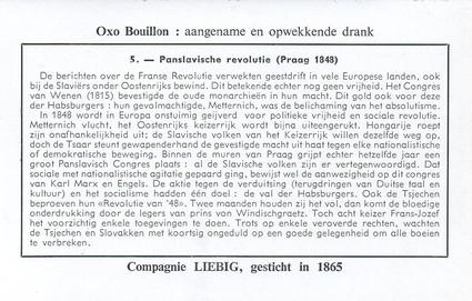 1961 Liebig Geschiedenis van Tsjecho-Slovakije (History of Czechoslovakia) (Dutch Text) (F1761, S1768) #5 Panslavische revolutie (Praag 1848) Back