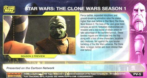 2009 Topps Widevision Star Wars: The Clone Wars - Season 2 Previews #PV5 Ahsoka and Changling Clawdite Back