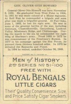 1911 American Tobacco Company Heroes of History / Men of History (T68) - Royal Bengals, Factory No. 17 #NNO Gen. Oliver Otis Howard Back