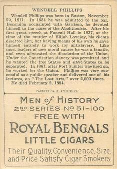 1911 American Tobacco Company Heroes of History / Men of History (T68) - Royal Bengals, Factory No. 17 #NNO Wendell Phillips Back