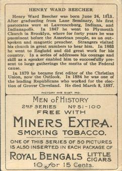 1911 American Tobacco Company Heroes of History / Men of History (T68) - Miners Extra #NNO Henry Ward Beecher Back