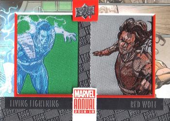 2018-19 Upper Deck Marvel Annual - Manufactured Patch Dual #PD1 Red Wolf / Living Lightning Front