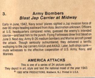 1983 WTW America Attacks #3 Army Bombers Blast Jap Carrier at Midway Back