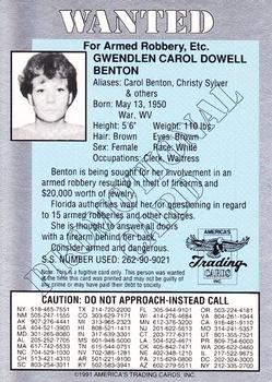 1992 AMW America's Most Wanted Promos #NNO Gwendolen Carol Dowell Benton Back