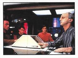 1987 Panini Star Trek: The Next Generation Stickers #147 Kosinski, Riker and Wesley watching Traveler at console Front