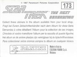 1987 Panini Star Trek: The Next Generation Stickers #173 Away team and Ferengi facing ancient bridge and strange mist Back