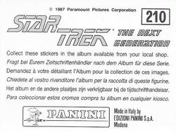 1987 Panini Star Trek: The Next Generation Stickers #210 Picard, Yar, Riker, Worf and the Crushers, waiting for beam-up Back