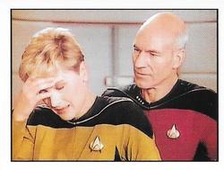 1987 Panini Star Trek: The Next Generation Stickers #217 Yar, back on Enterprise, explaining Q's 