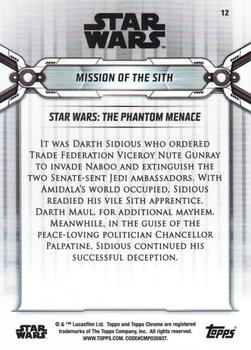 2019 Topps Chrome Star Wars Legacy #12 Mission of the Sith Back