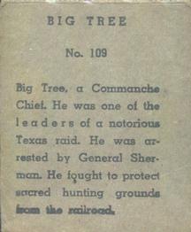 1940 W.S. Corp Indian Chiefs Type 1 (R184) #109 Big Tree Back