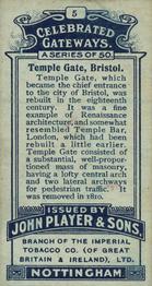 1909 Player's Celebrated Gateways #5 Temple Gate, Bristol Back