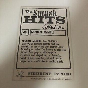 1984 Panini Smash Hits #49 Michael McNeill Back