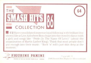 1986 Panini Smash Hits Stickers #64 U2 Back
